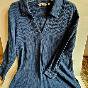 Soft Surrounds Navy Blue Gauze Long Sleeve Tunic